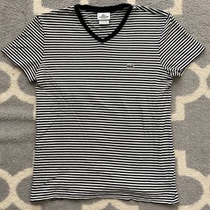 Lacoste Black and White Striped T-shirt Tee Shirt